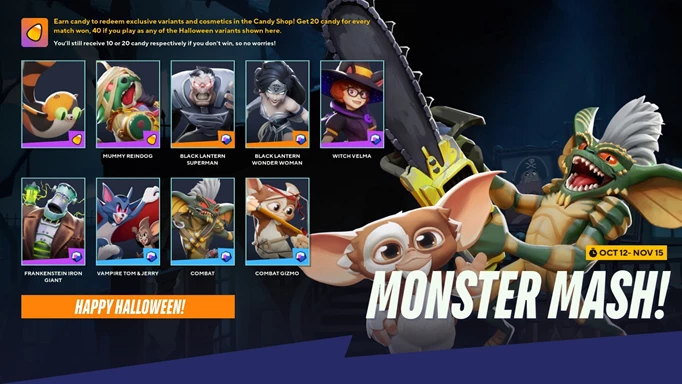 Graphic of the new Variants from the MultiVersus Monster Mash