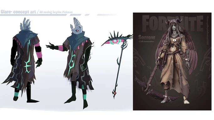 The concept art for the new Fortnitemares outfits