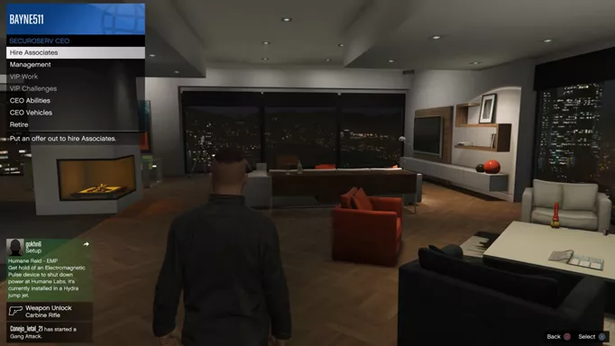 Select Hire Associate to hire a bodyguard in GTA Online.