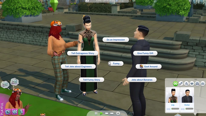 Telling jokes in The Sims 4