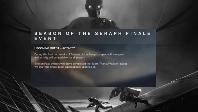 Destiny 2 Weekly Reset Time: Season of the Seraph finale quest details