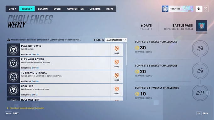 Overwatch 2 Weekly Challenges