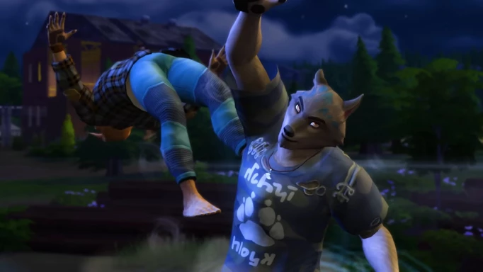 Two werewolves fighting from the Sims 4 Werewolves expansion.