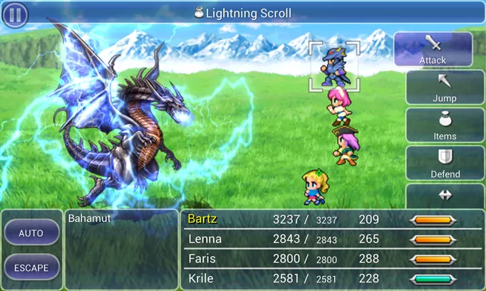 an example of combat from Final Fantasy V